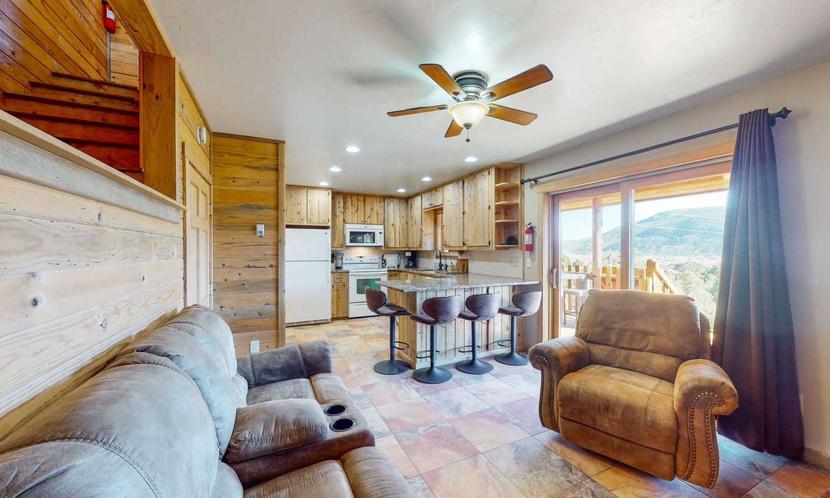 Alpine Village Cabin | Beautiful mountain-view cabin with covered deck, grill, fireplace & washer/dryer