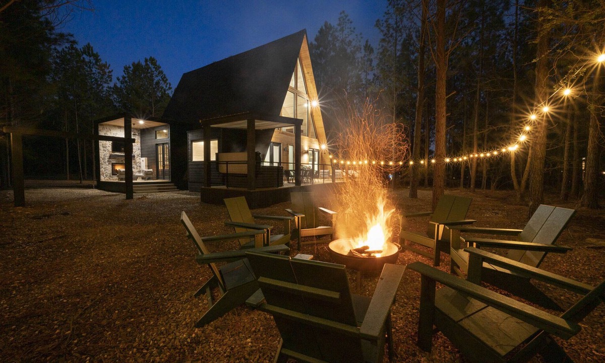 Hochatown Cabin | Scenic & Romantic A-Frame Cabin Retreat with Hot Tub, Fire Pit & Modern Comfort