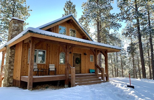 Pagosa Springs House | Nestled-in-pines, sooth-your-soul custom home with an incredible mountain view.