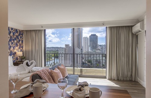 Waikiki Condo | Partial Ocean View King STUDIO with Kitchenette and FREE WIFI!