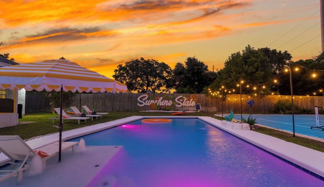 Beautiful home- pickle ball, pool, fire pit, game room, & basketball
