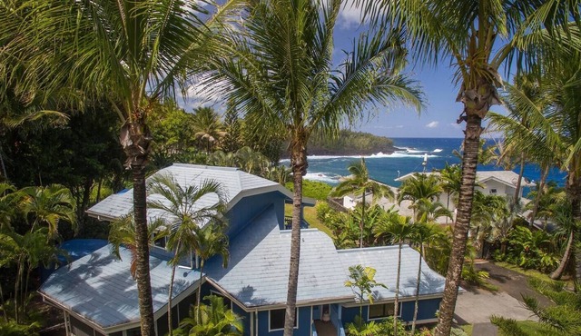 Ocean View Black Sand Beach House steps away from Kehena black sand beach